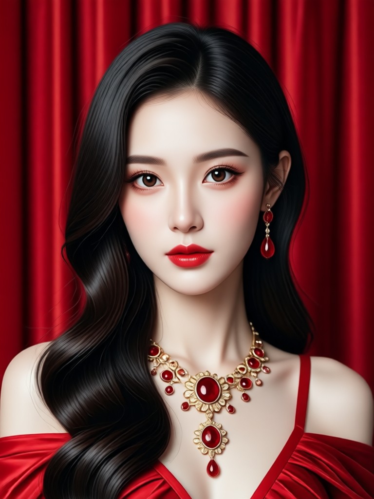 Artistic portrait with dramatic red lighting