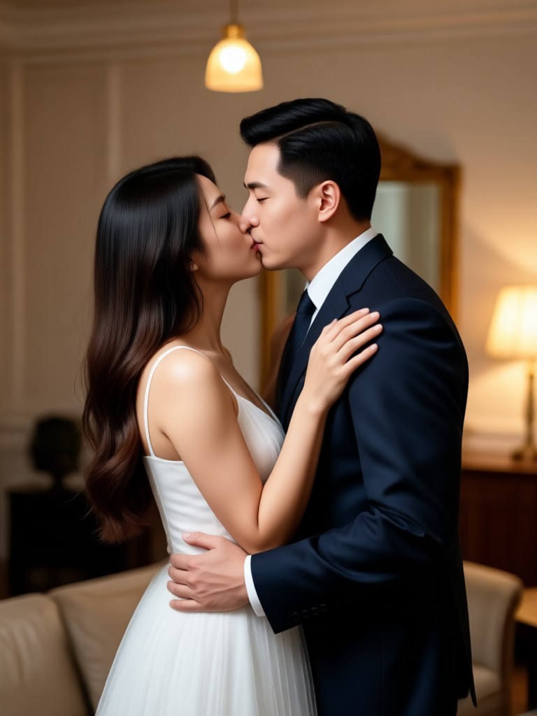 Cinematic black and white couple kiss video