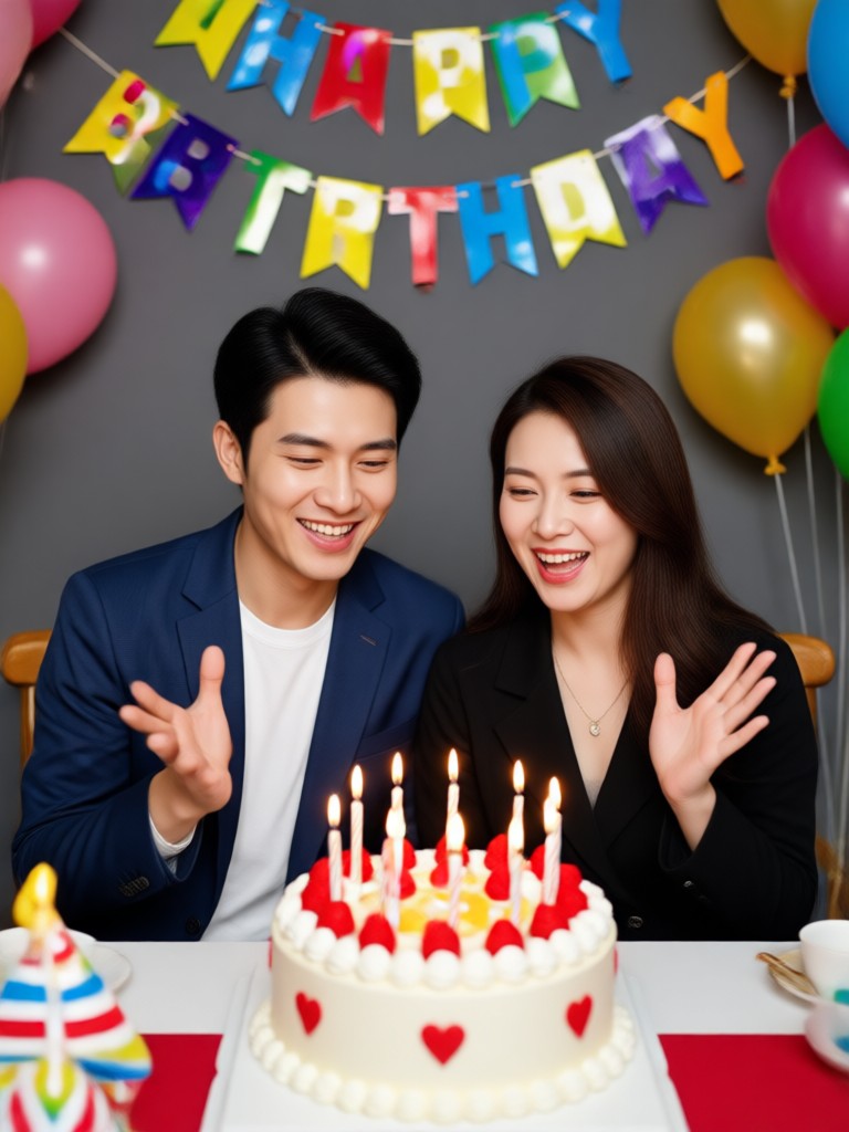 날아가는 풍선이 있는 우아한 생일 메시지
