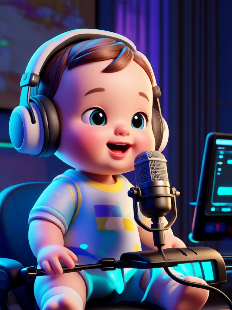 AI Baby Podcast storytelling scene