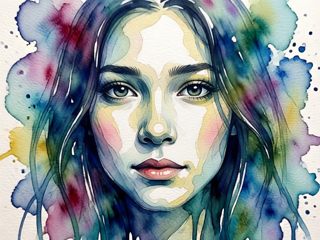 Comparison showing photo to AI watercolor portrait transformation