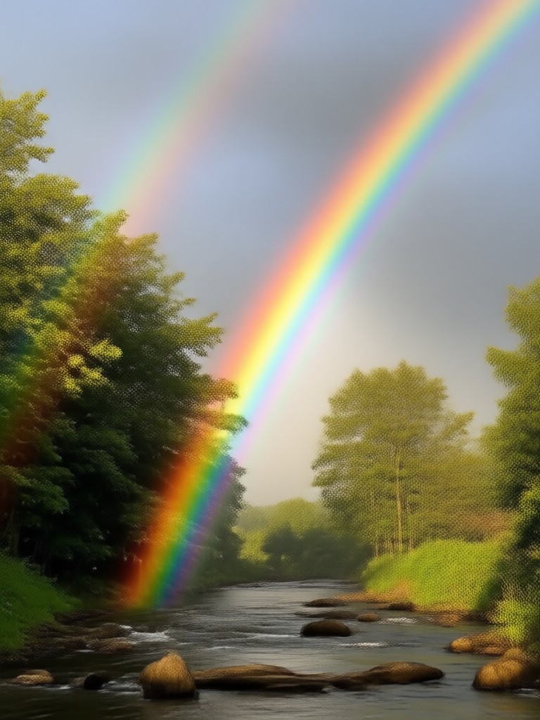 AI generated rainbow on a rainy window