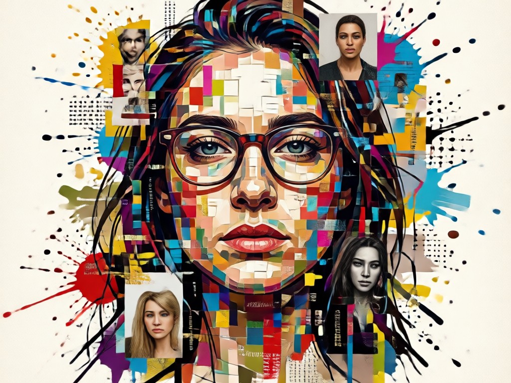 Before and after of AI portrait collage generation
