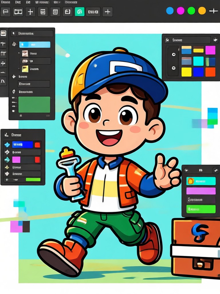 Karakter kartun ksatria fantasi dengan baju besi detail