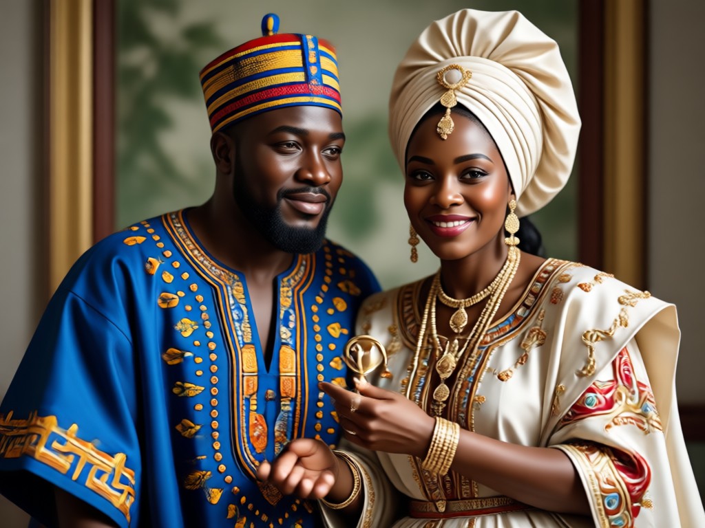 AI applying traditional African clothing details to a couple photo