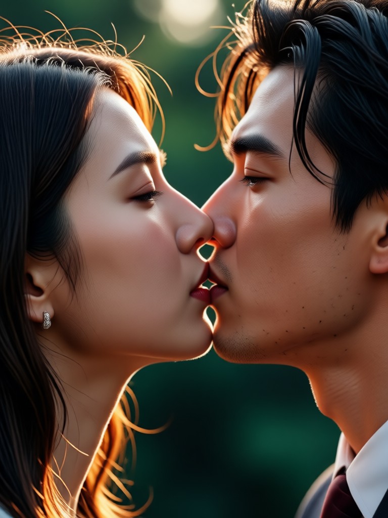 Wedding film style kiss video generation