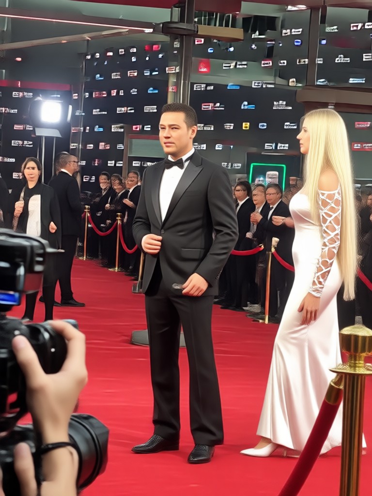 AI red carpet photo with golden gown