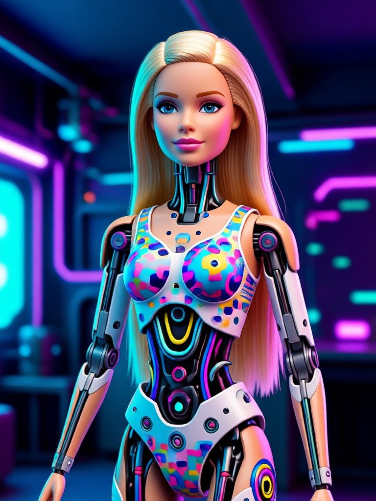 Barbie with perfect blonde ponytail AI makeover