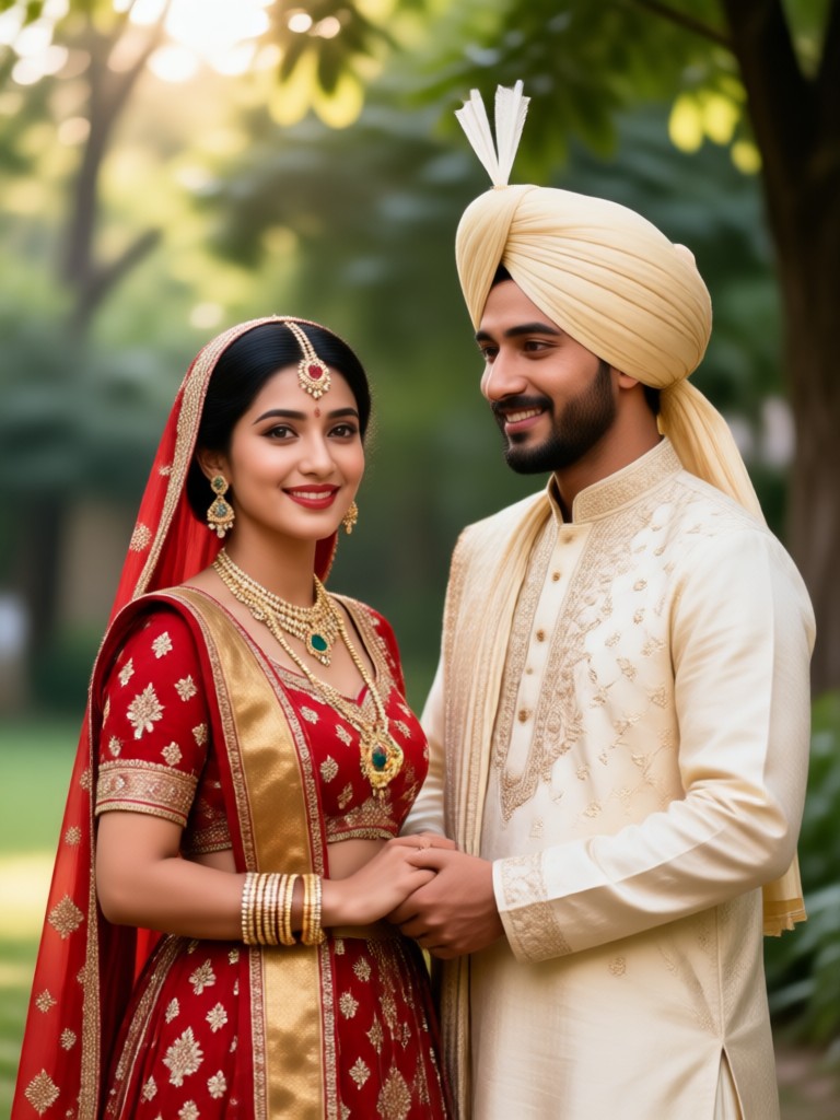 Couple portrait with cultural background elements