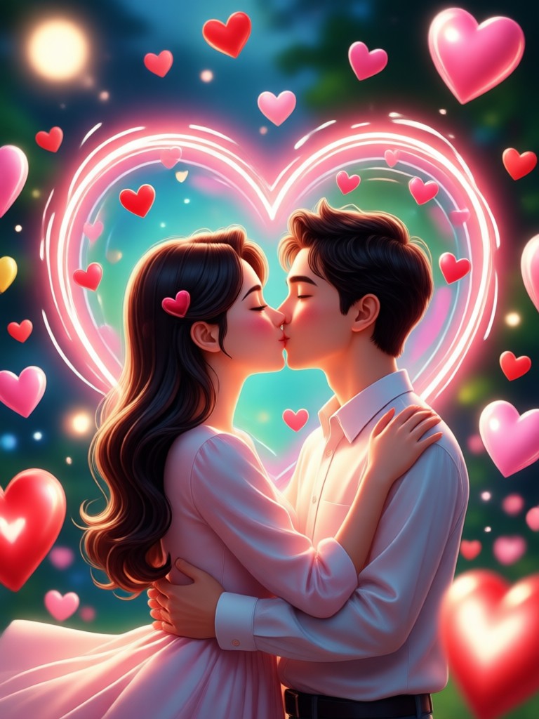 Video romántico de beso con IA en blanco y negro