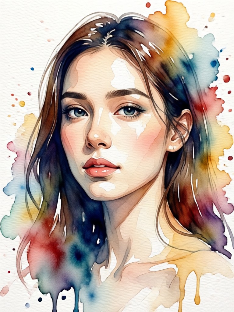 Male portrait in detailed watercolor style