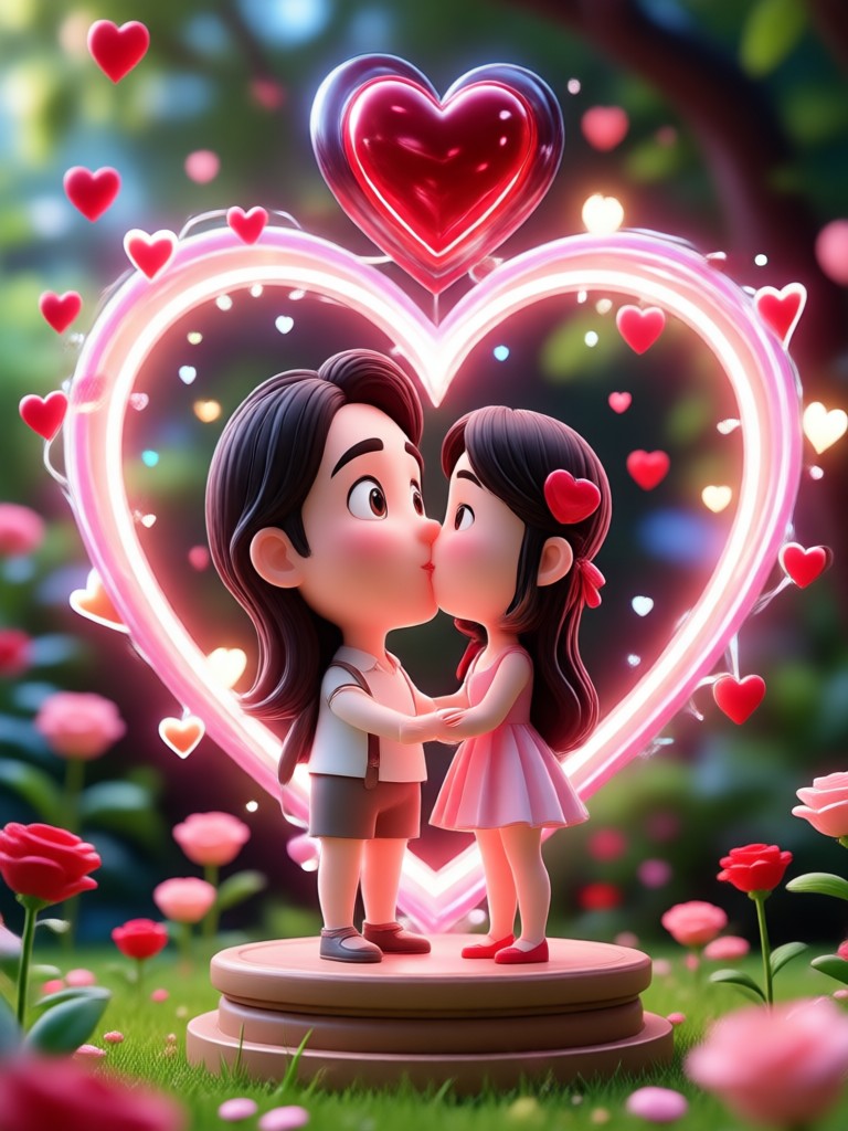 Video de beso tierno de pareja generado por IA