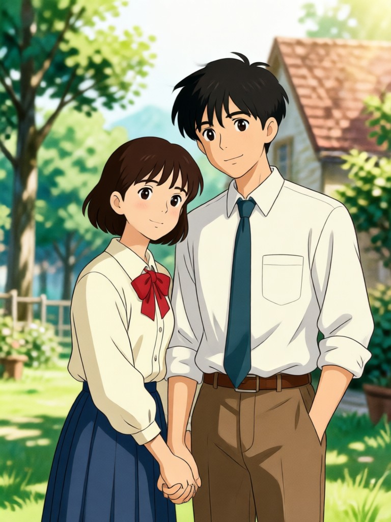 App preview showing Ghibli couple photo creation