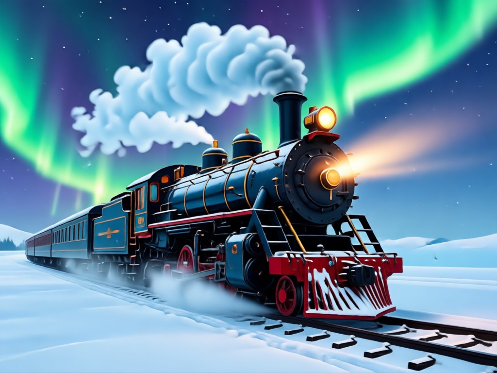 AI realistically integrating a subject into a Polar Express train scene