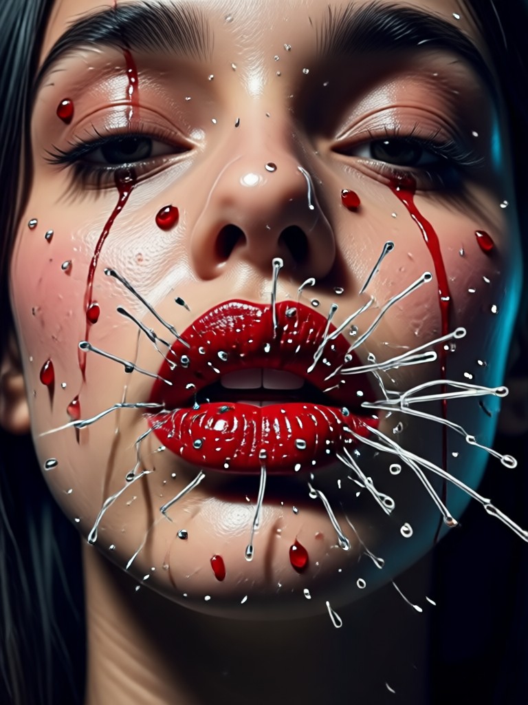Futuristischer Cyberpunk-Stil-Kuss mit Neonlichtern