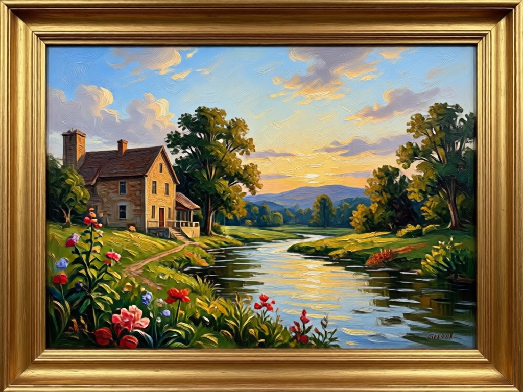 Oil painting showing enhanced light and shadow depth