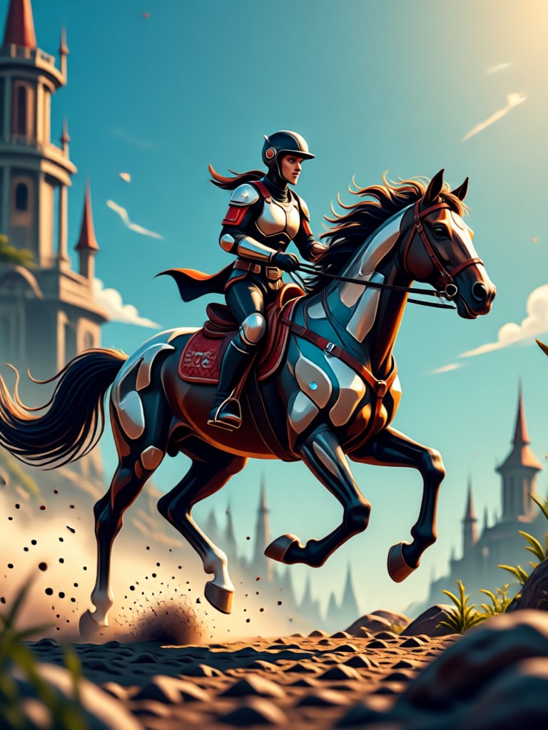 Medieval jousting scene AI video