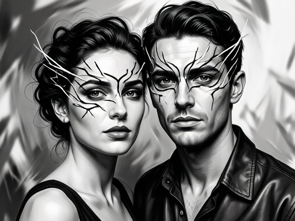 Criando Retrato Artístico de Casal em Preto e Branco por IA com IA