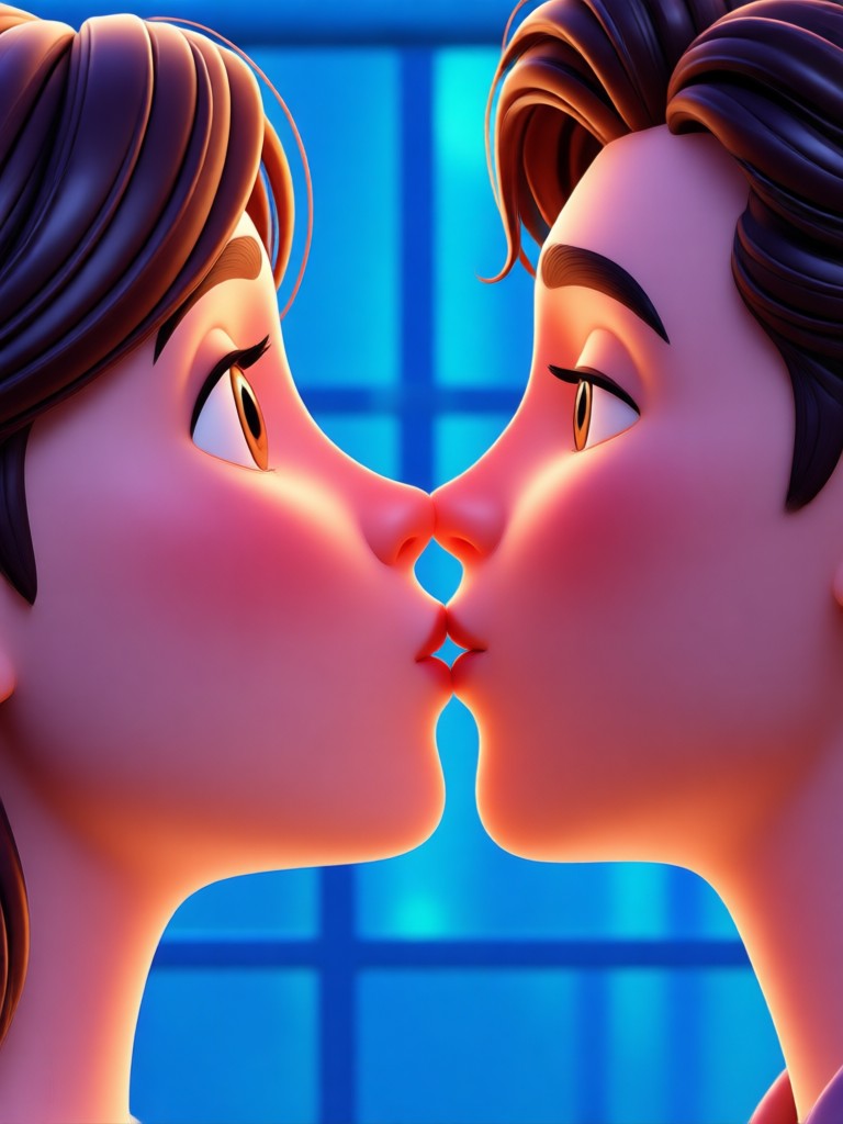 Heart explosion kiss animation