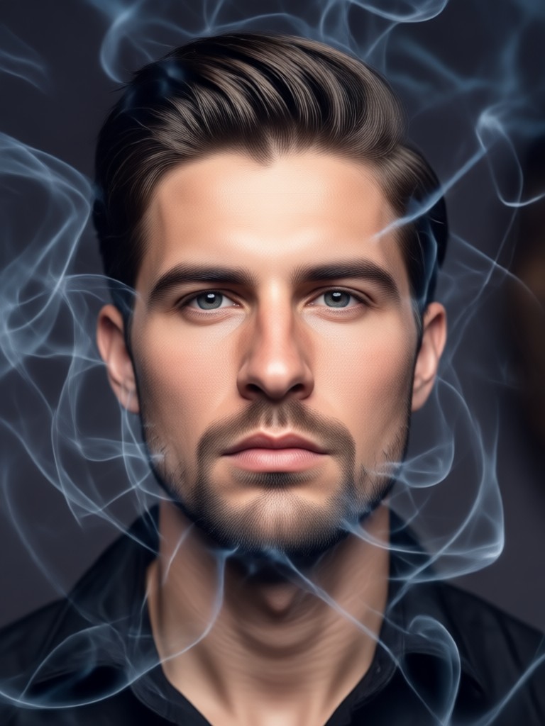 cinematic colored smoke effect on face