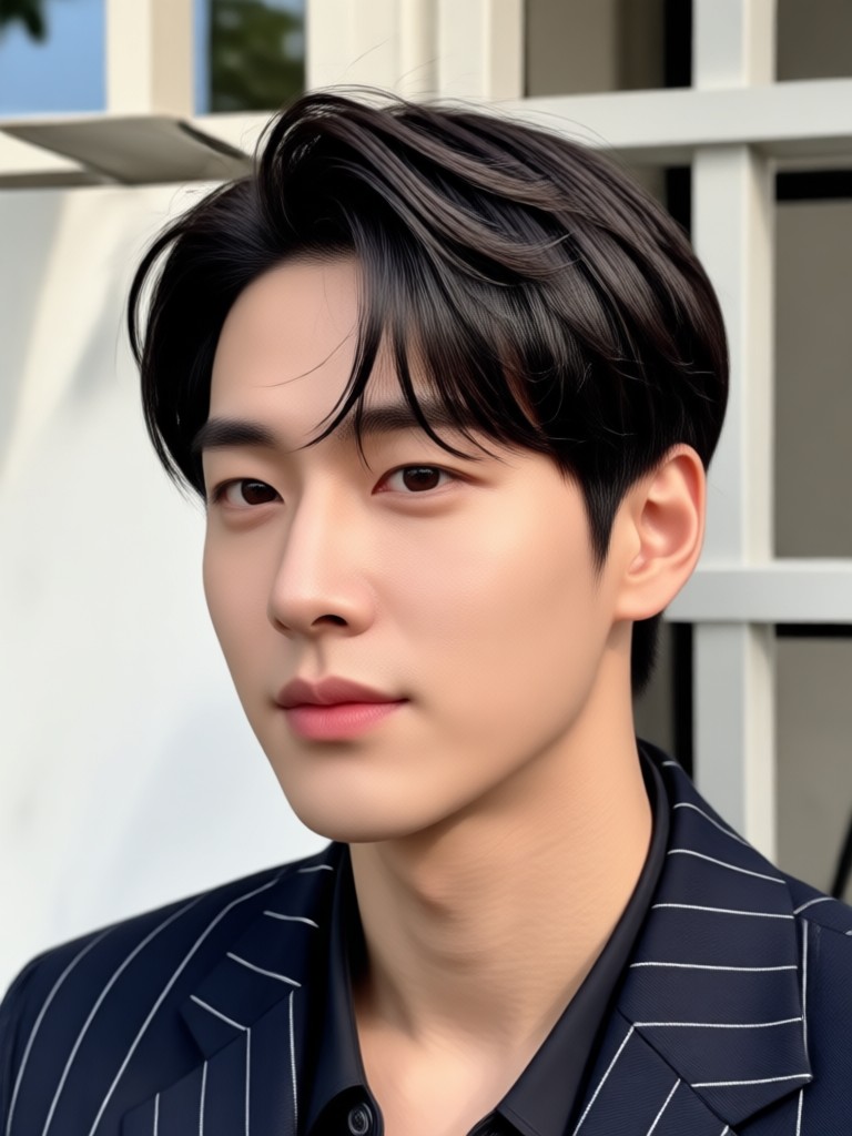 AI Korean two block cut hairstyle transformation