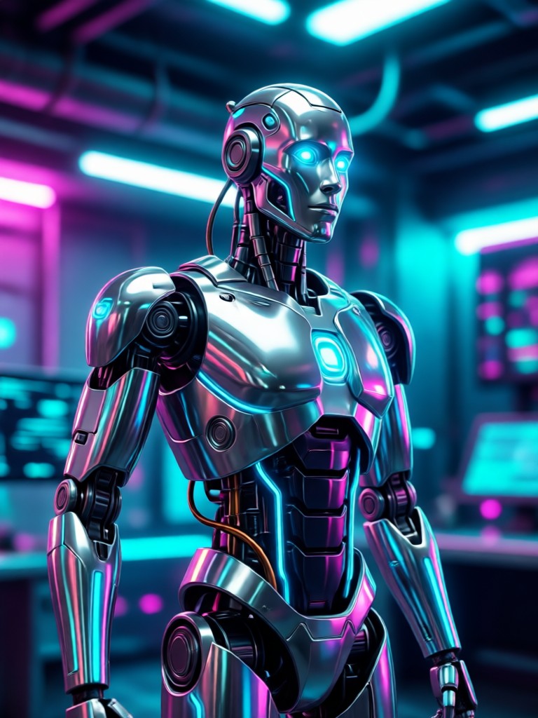 Transhumanist portrait blending organic and synthetic elements