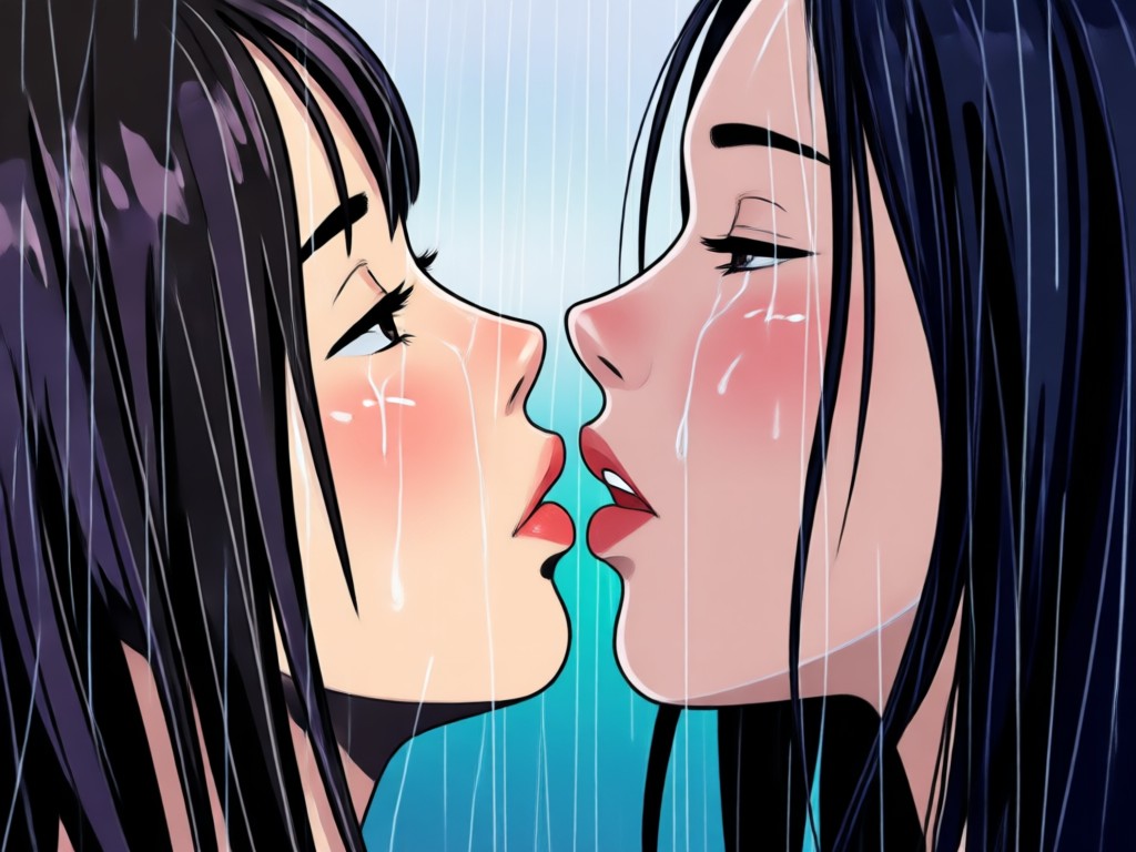 transformation from photo to rainy kiss animation