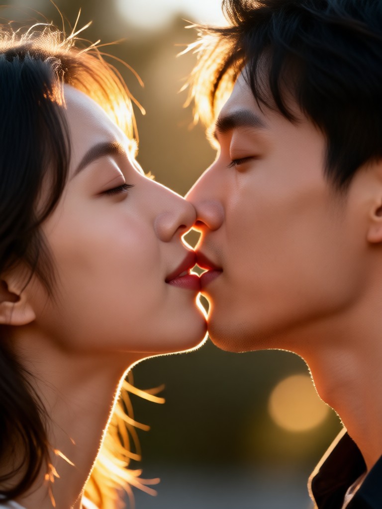 Romantic sunset beach kiss video