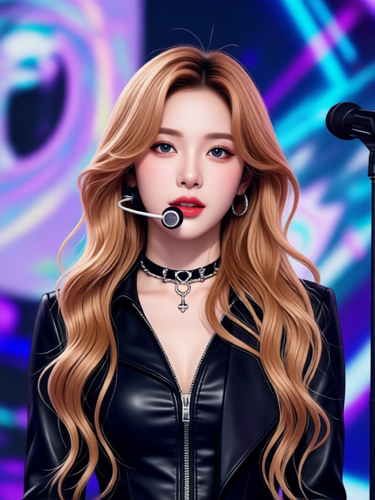 Konsep seni K-Pop futuristik cyberpunk AI