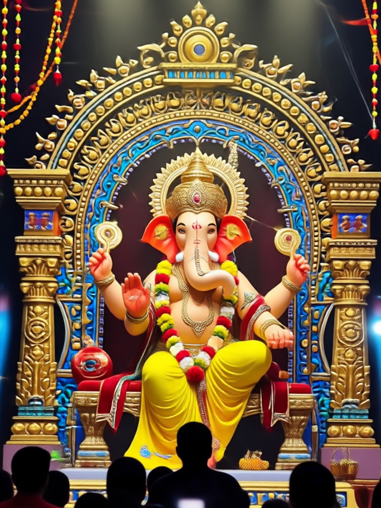 Eco-friendly clay Ganesha idol with floral decor