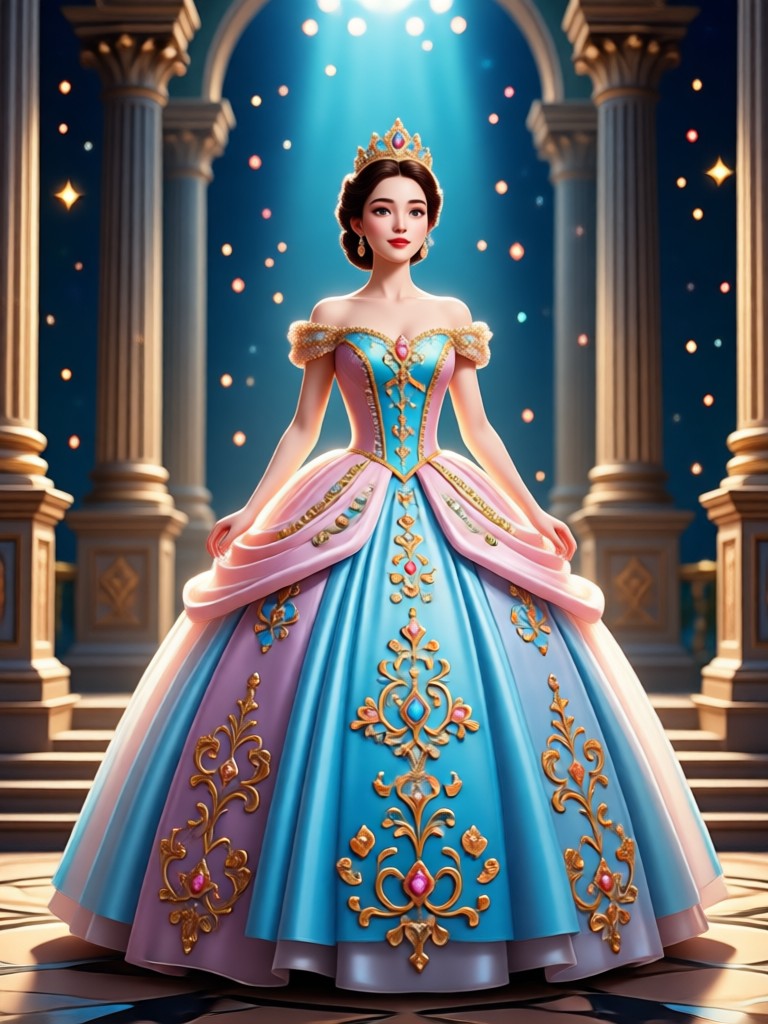 Magical princess transformation with sparkling fairy dust effect