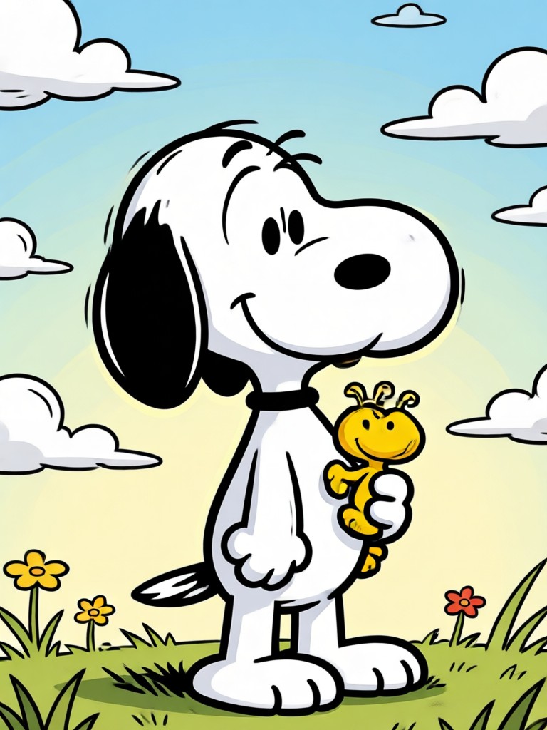 App móvel mostrando o filtro AI Snoopy