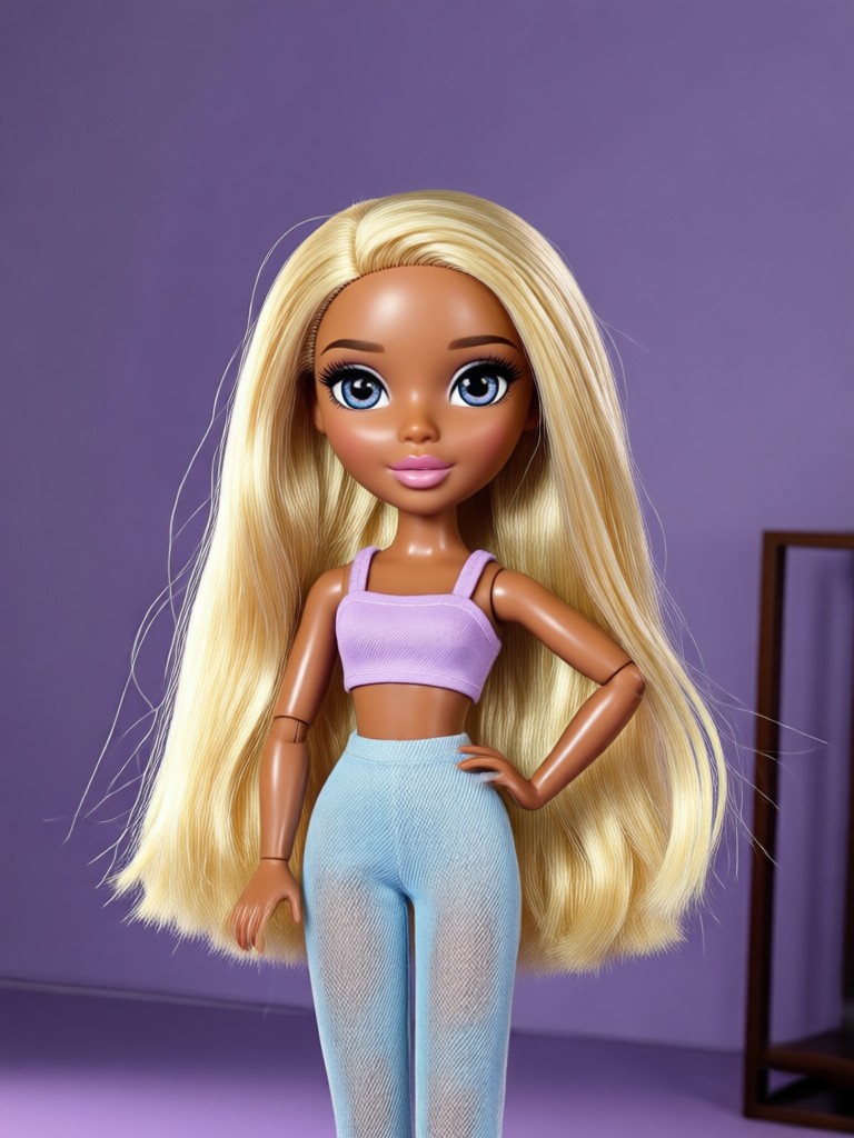 Muñeca Bratz con pinzas para el pelo de mariposa de los 2000 y jeans
