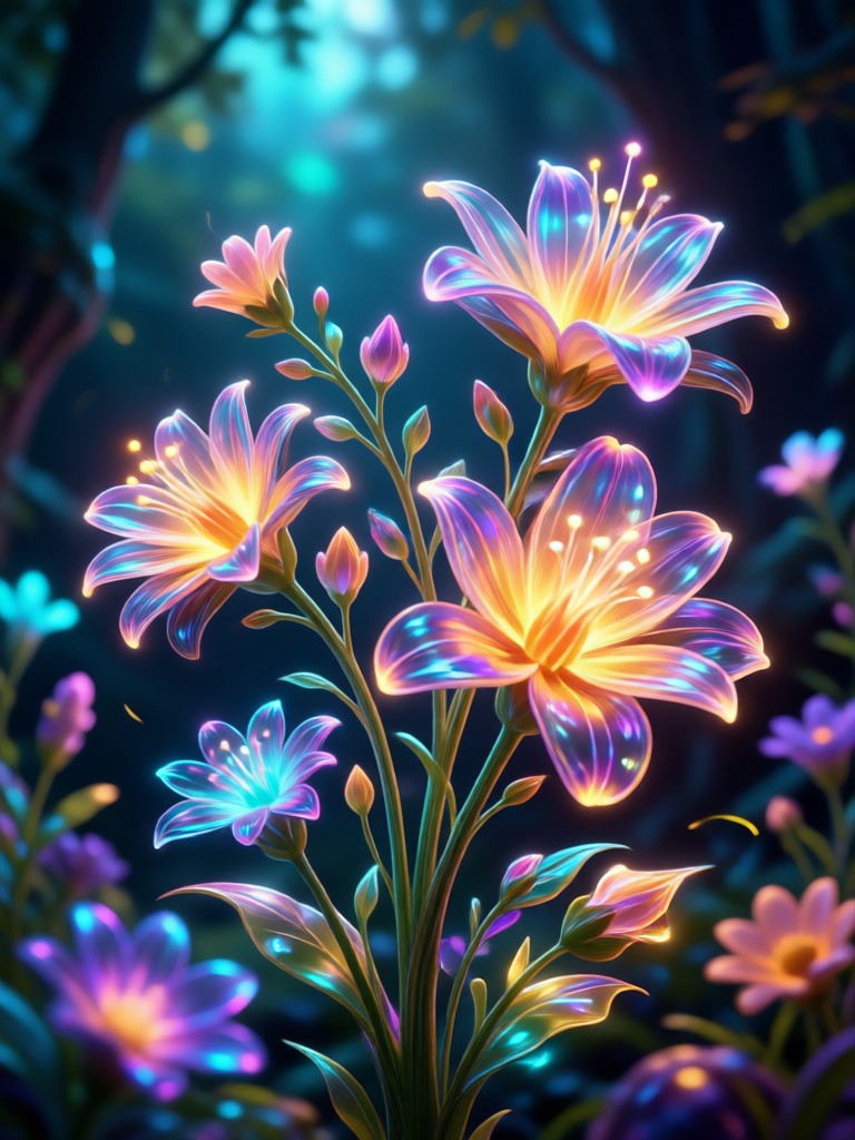 Jardim de Flores do Paraíso Tropical com IA