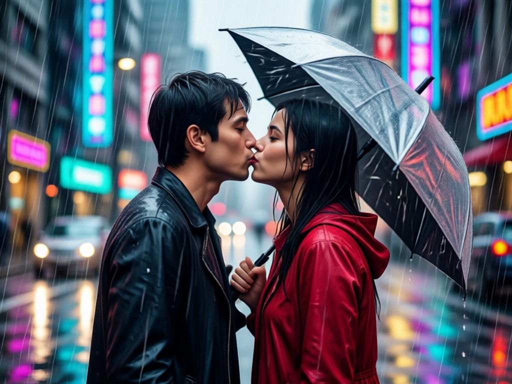 Emotional impact of a rainy kiss video vs static photos