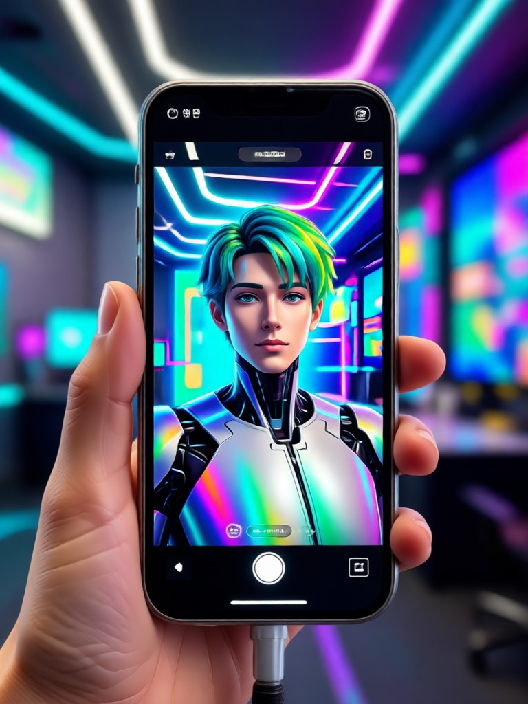 AI Selfie Generator glowing neon example