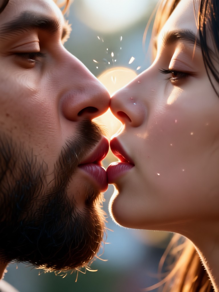 Emotional long distance relationship kiss