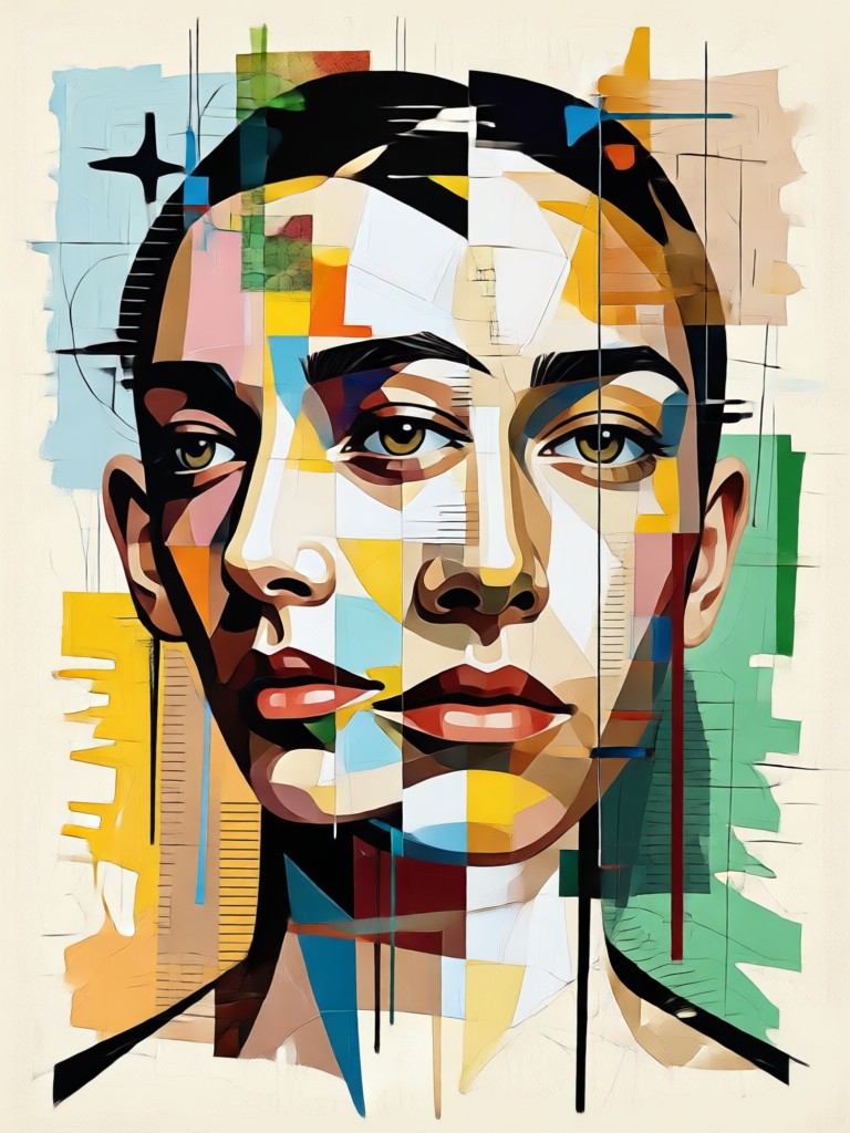Monochromatic multi-frame artistic portrait