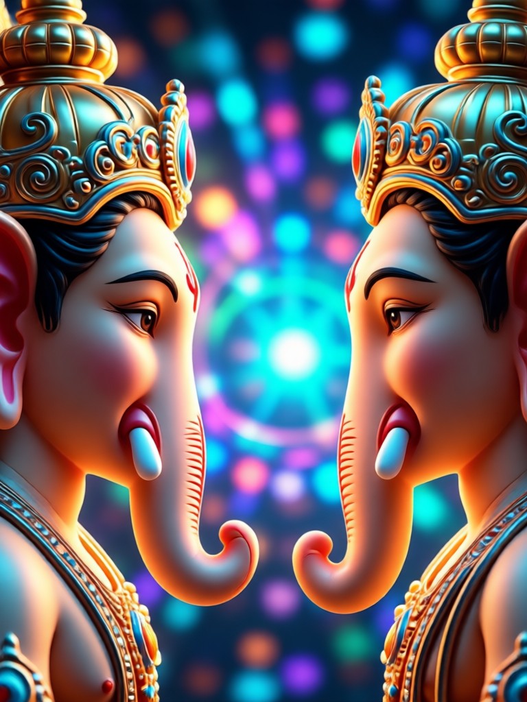 Colorful traditional AI Ganpati photo