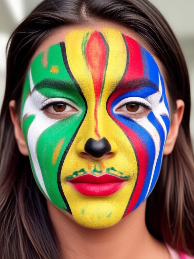 Mexico green white red flag face art