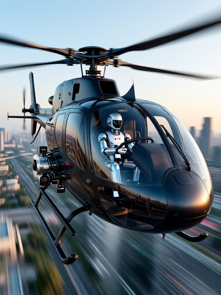 AI generated helicopter sunset silhouette