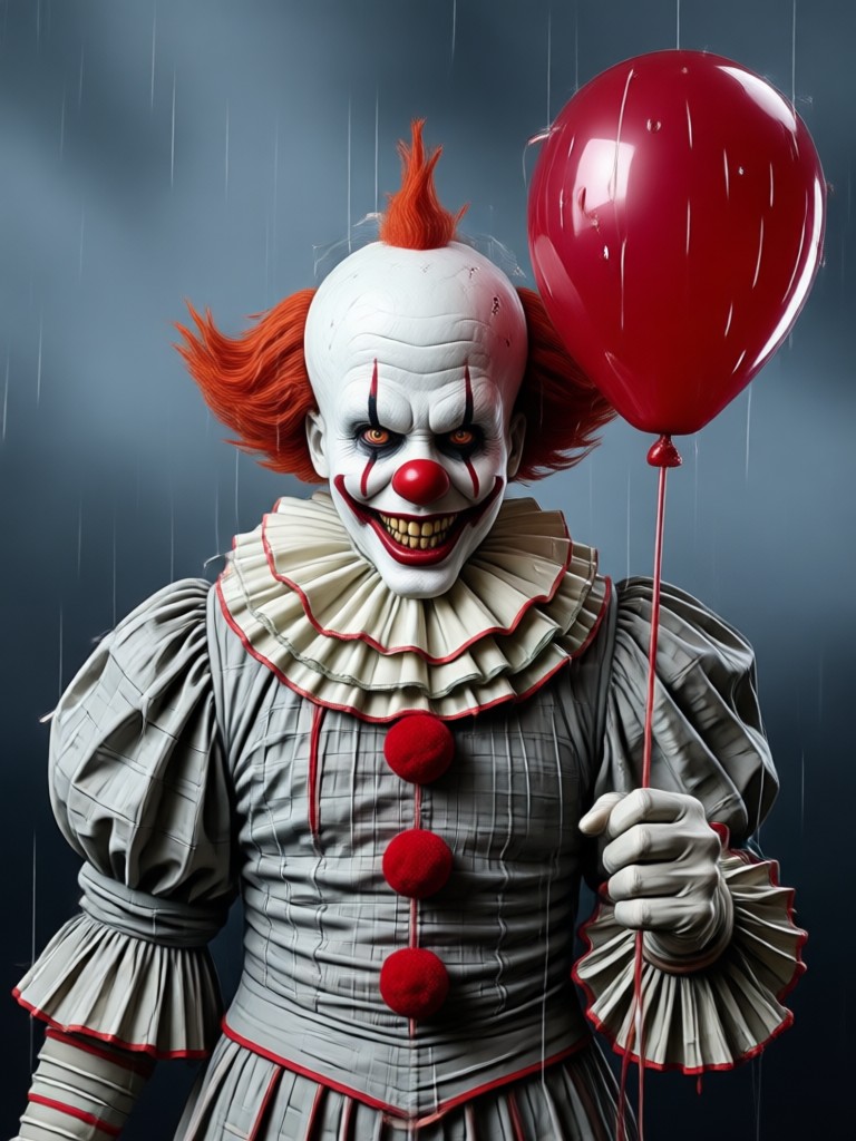 Child's photo transformed with a less scary, cartoon Pennywise AI filter