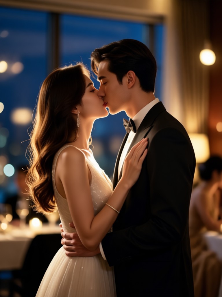 Starry night date night kissing animation