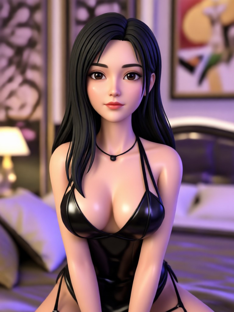 Cinematic 3D adult bedroom scene