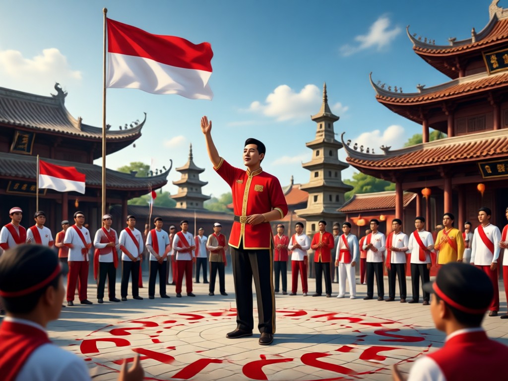AI adding Garuda Pancasila to portrait photo