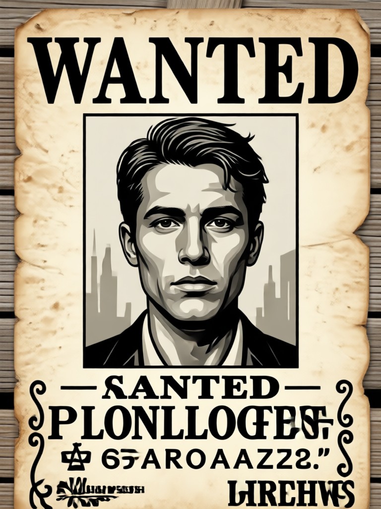 Gangster style 1920s wanted poster