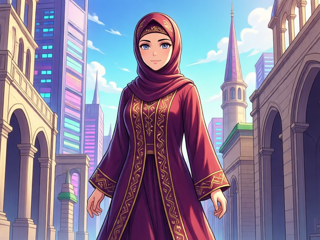 Comparison showing AI generated anime Muslim characters
