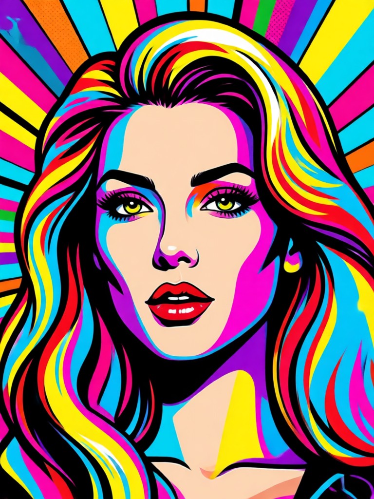 Selfie with neon retro futurism pop art