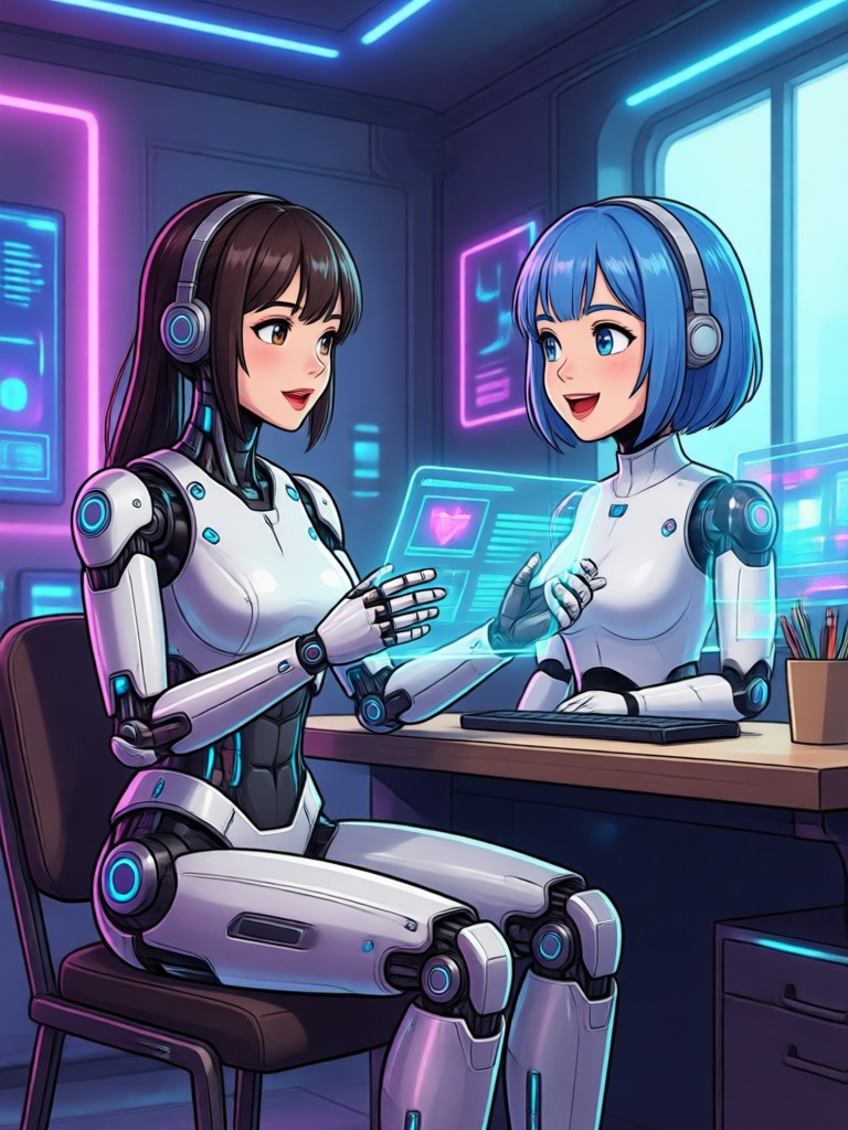 Cute Ghibli style AI character
