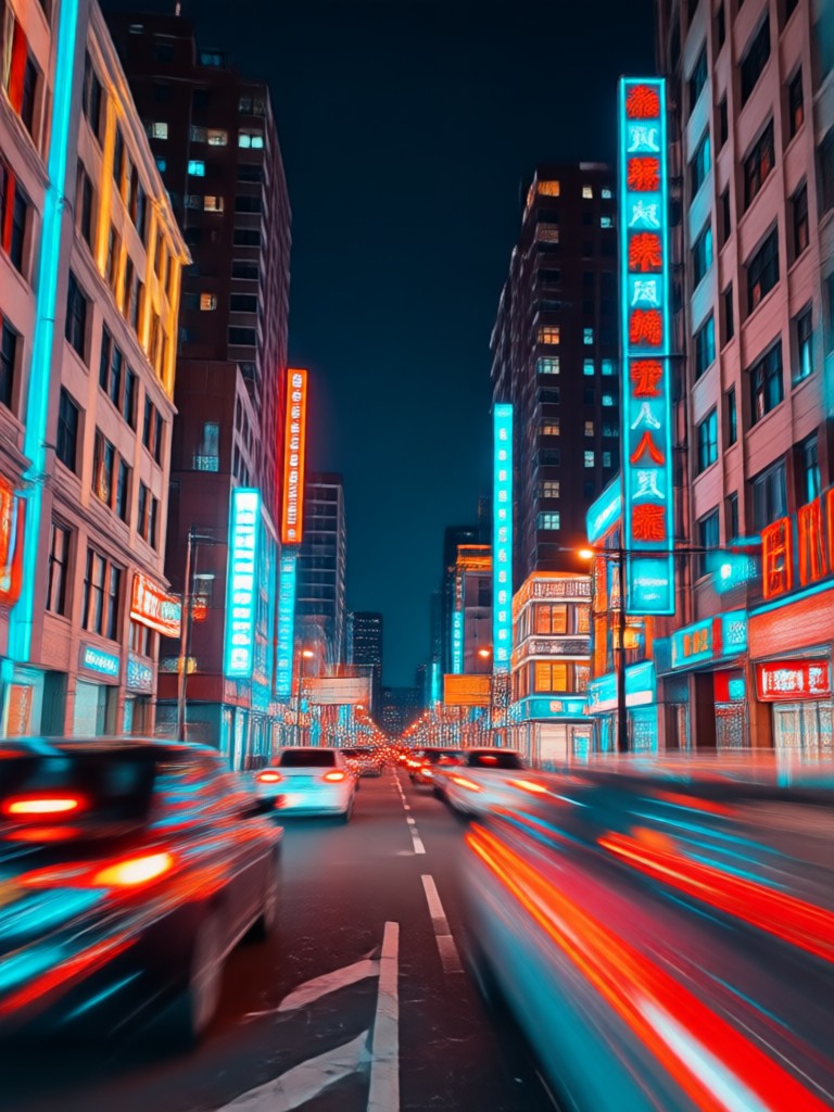Nachtstraßenfoto mit Paparazzi-Blitzeffekt